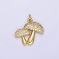 24K Gold plated Micro Paved CZ Mushroom Charm | E345 - DLUXCA