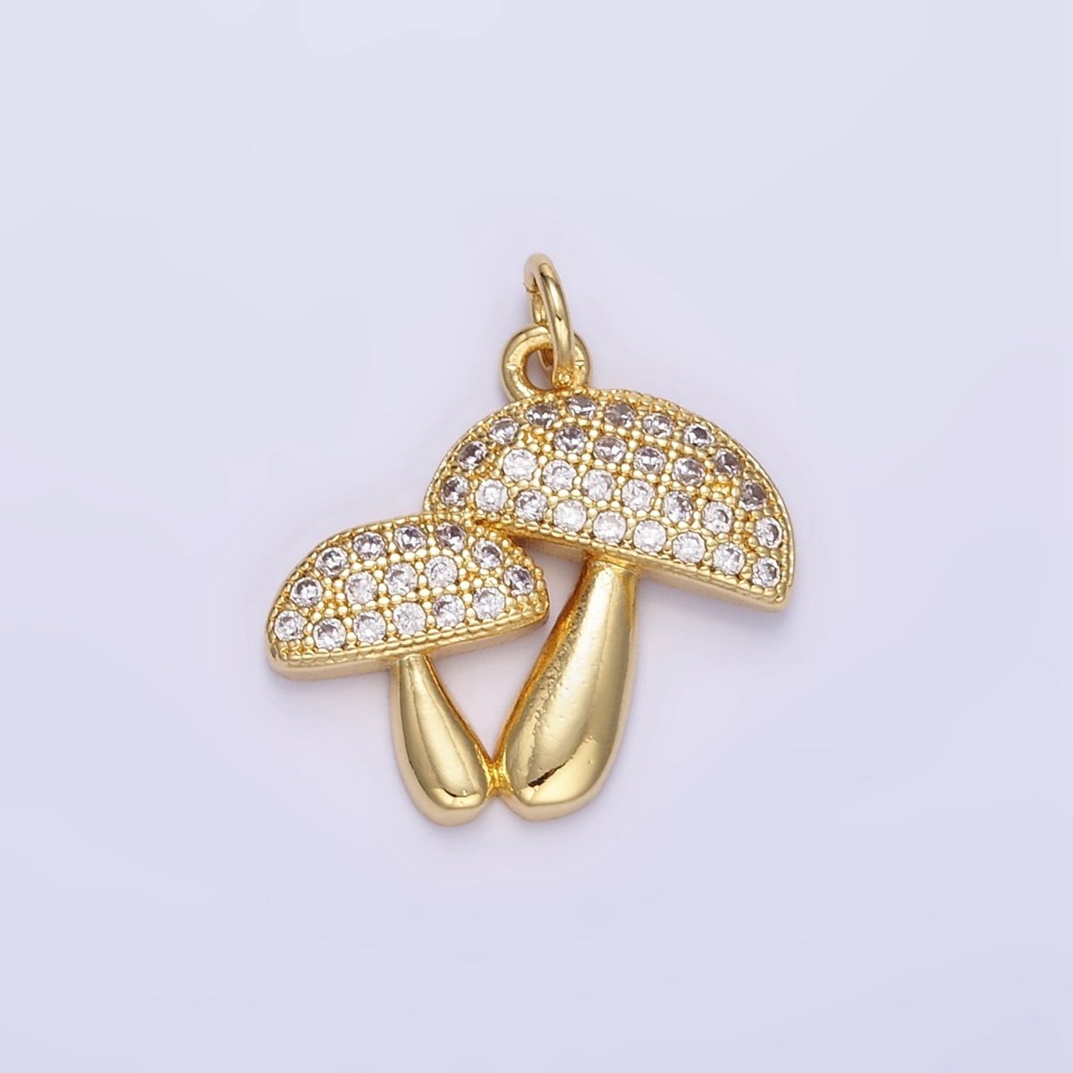 24K Gold plated Micro Paved CZ Mushroom Charm | E345 - DLUXCA