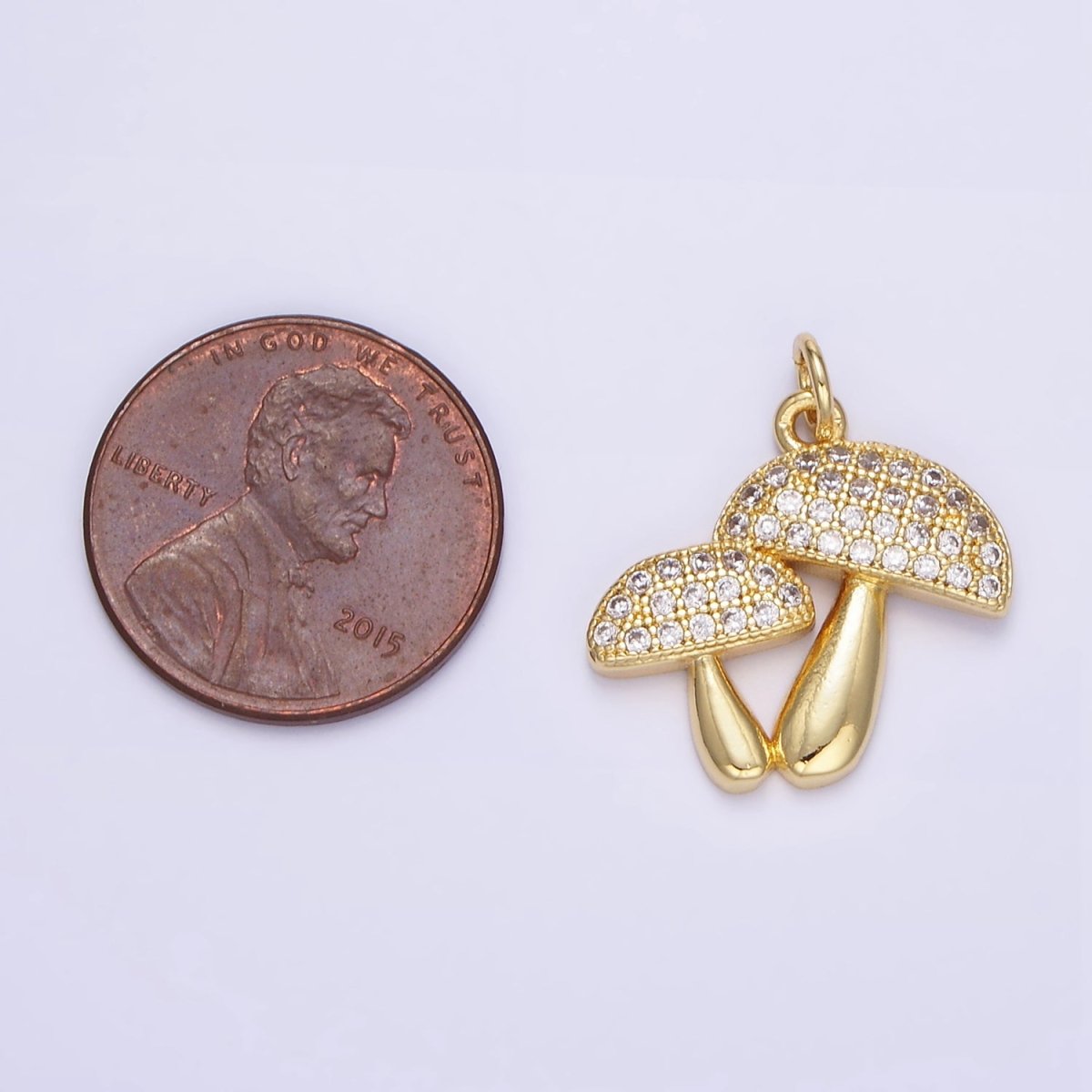 24K Gold plated Micro Paved CZ Mushroom Charm | E345 - DLUXCA