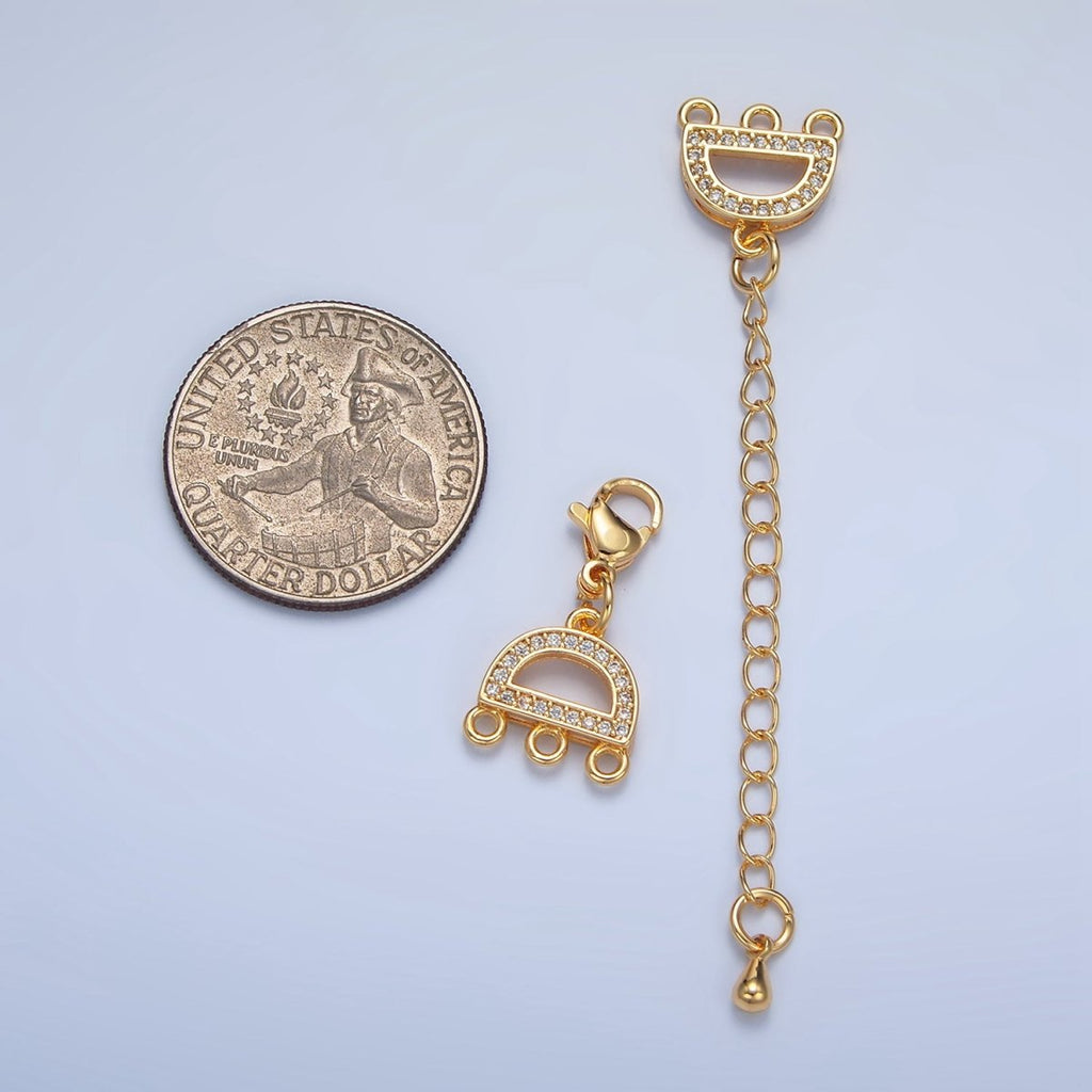 24K Gold plated Micro Paved CZ Necklace Detangler Lobster Clasps Closure Findings in Gold & Silver | Z989 - DLUXCA