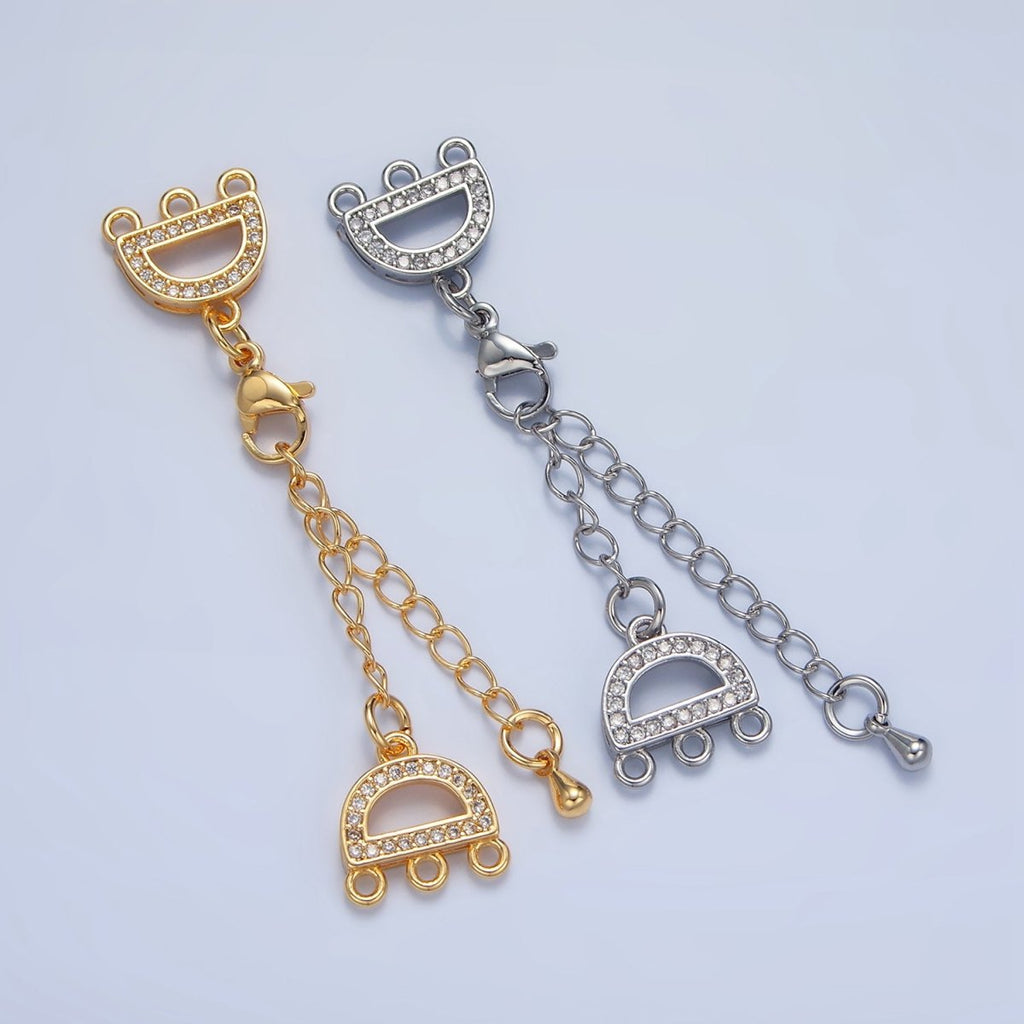 24K Gold plated Micro Paved CZ Necklace Detangler Lobster Clasps Closure Findings in Gold & Silver | Z989 - DLUXCA
