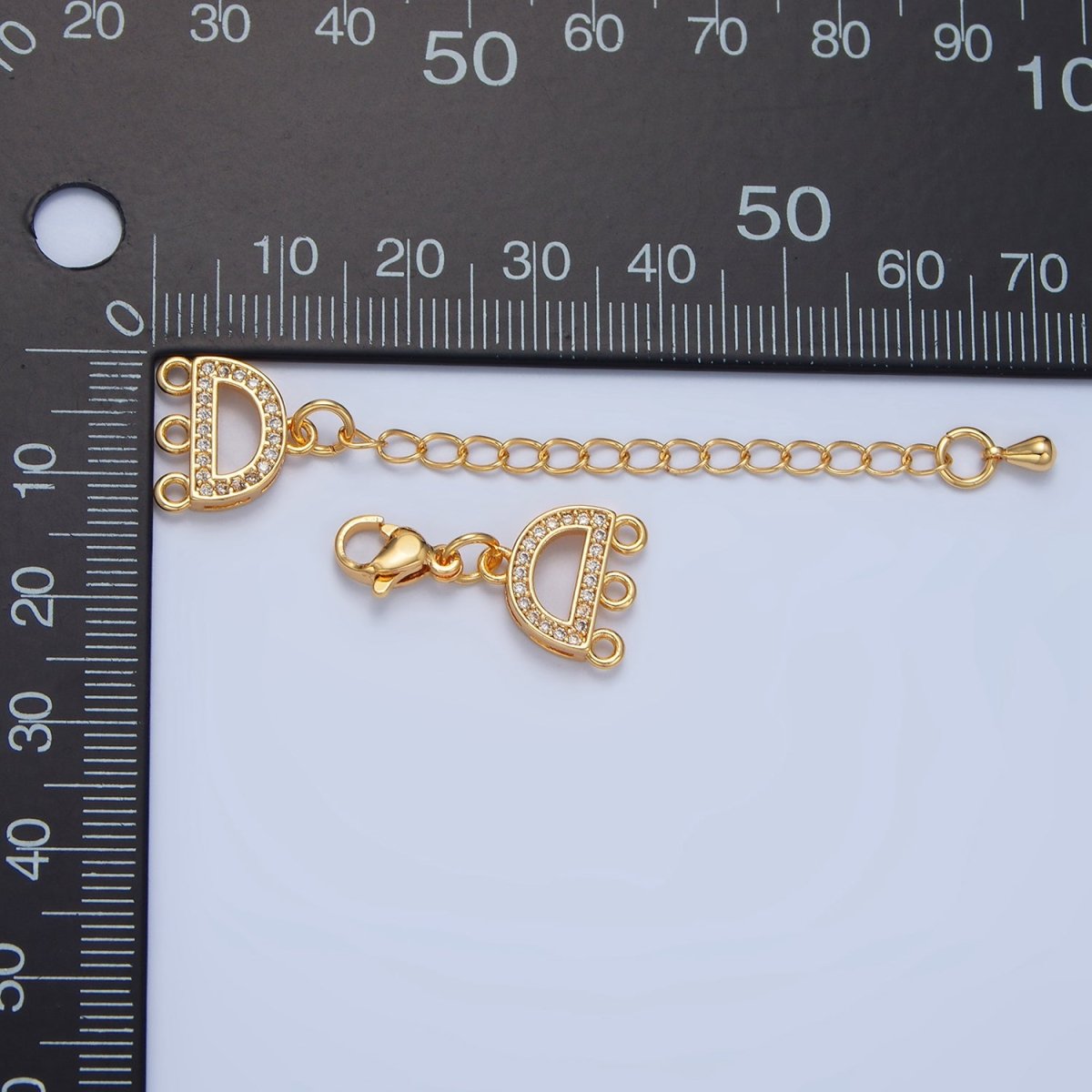 24K Gold plated Micro Paved CZ Necklace Detangler Lobster Clasps Closure Findings in Gold & Silver | Z989 - DLUXCA