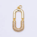 24K Gold plated Micro Paved CZ Oblong Chain Link Charm | M137 - DLUXCA