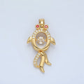 24K Gold plated Micro Paved CZ Open Gold Fish Animal Pendant | AA898 - DLUXCA