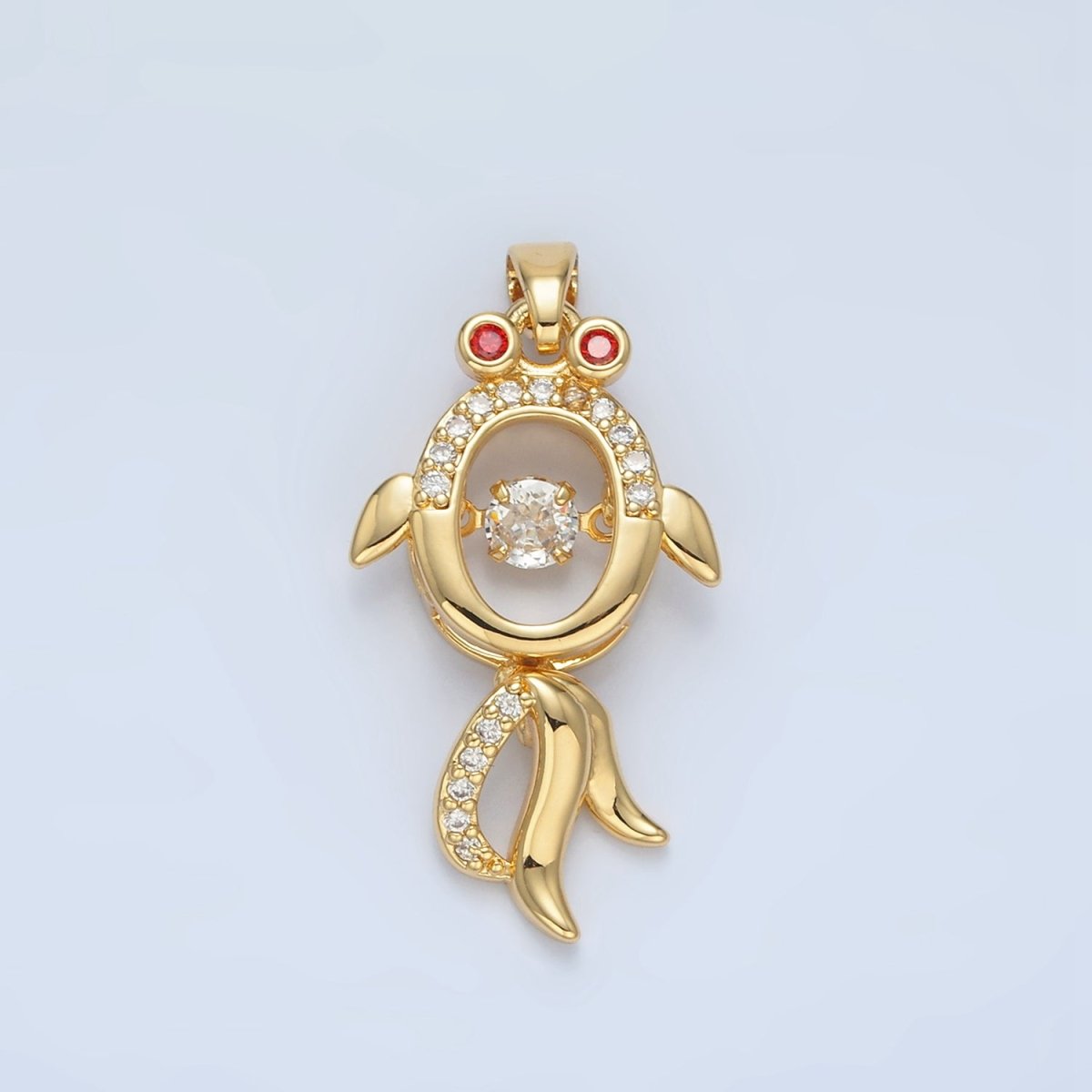 24K Gold plated Micro Paved CZ Open Gold Fish Animal Pendant | AA898 - DLUXCA
