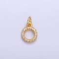 24K Gold plated Micro Paved CZ Open Round Charm in Gold & Silver | N004 