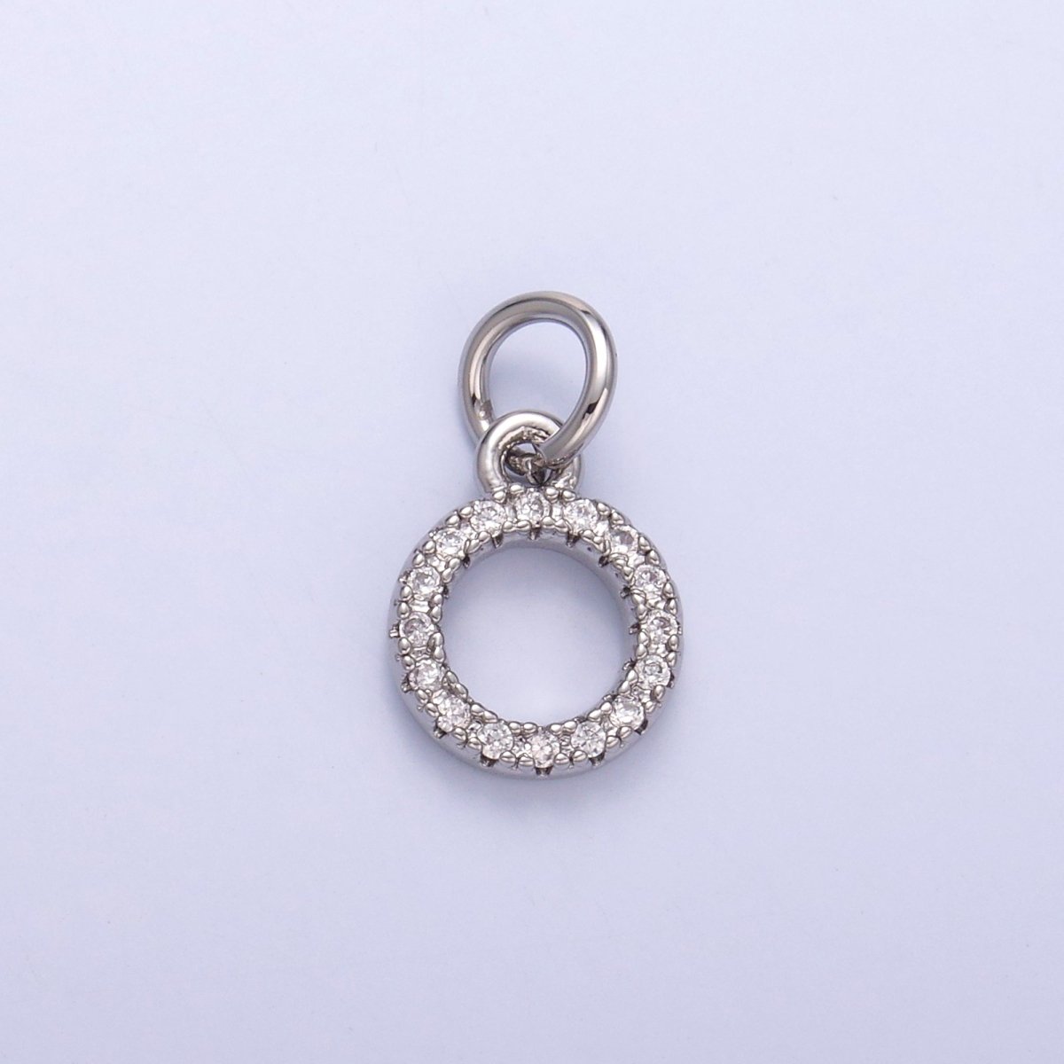 24K Gold plated Micro Paved CZ Open Round Charm in Gold & Silver | N004 
