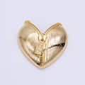 24K Gold plated Micro Paved CZ Open Zipper Heart | F064 - DLUXCA