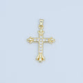 24K Gold plated Micro Paved CZ Passion Cross Pendant | AA1504 - DLUXCA