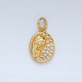24K Gold plated Micro Paved CZ Princess Cameo Oval Charm | M - 836 - DLUXCA