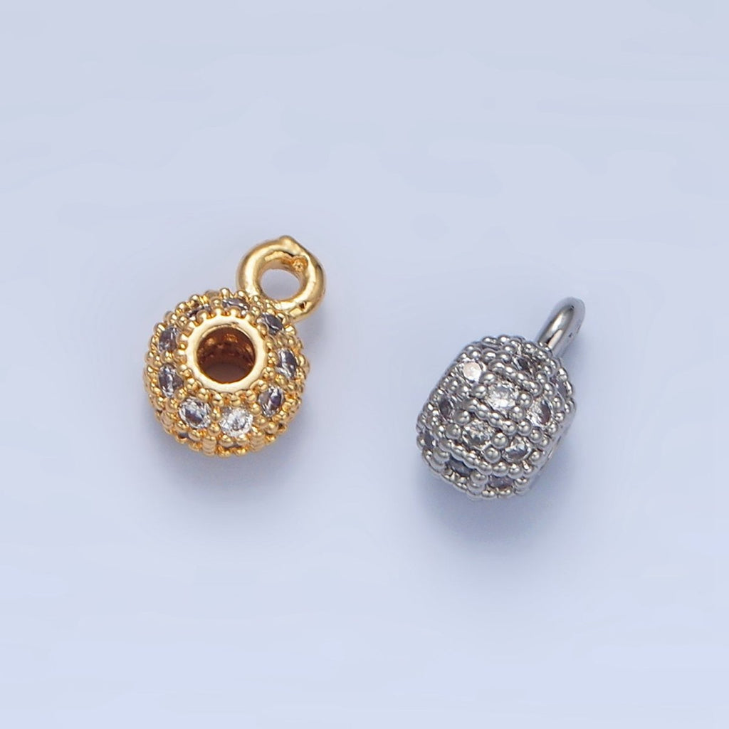 24K Gold plated Micro Paved CZ Rhondelle Bead Charm in Gold & Silver | X898 - DLUXCA