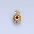 24K Gold plated Micro Paved CZ Rhondelle Bead Charm in Gold & Silver | X898 - DLUXCA