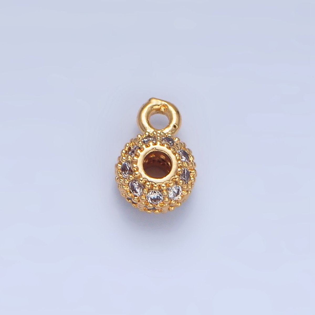 24K Gold plated Micro Paved CZ Rhondelle Bead Charm in Gold & Silver | X898 - DLUXCA