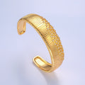 24K Gold plated Micro Paved CZ Ribbed Cuff Bracelet | WA - 2683 - DLUXCA