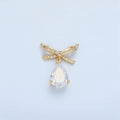 24K Gold plated Micro Paved CZ Ribbon Bow Teardrop CZ Drop Connector | F239 - DLUXCA
