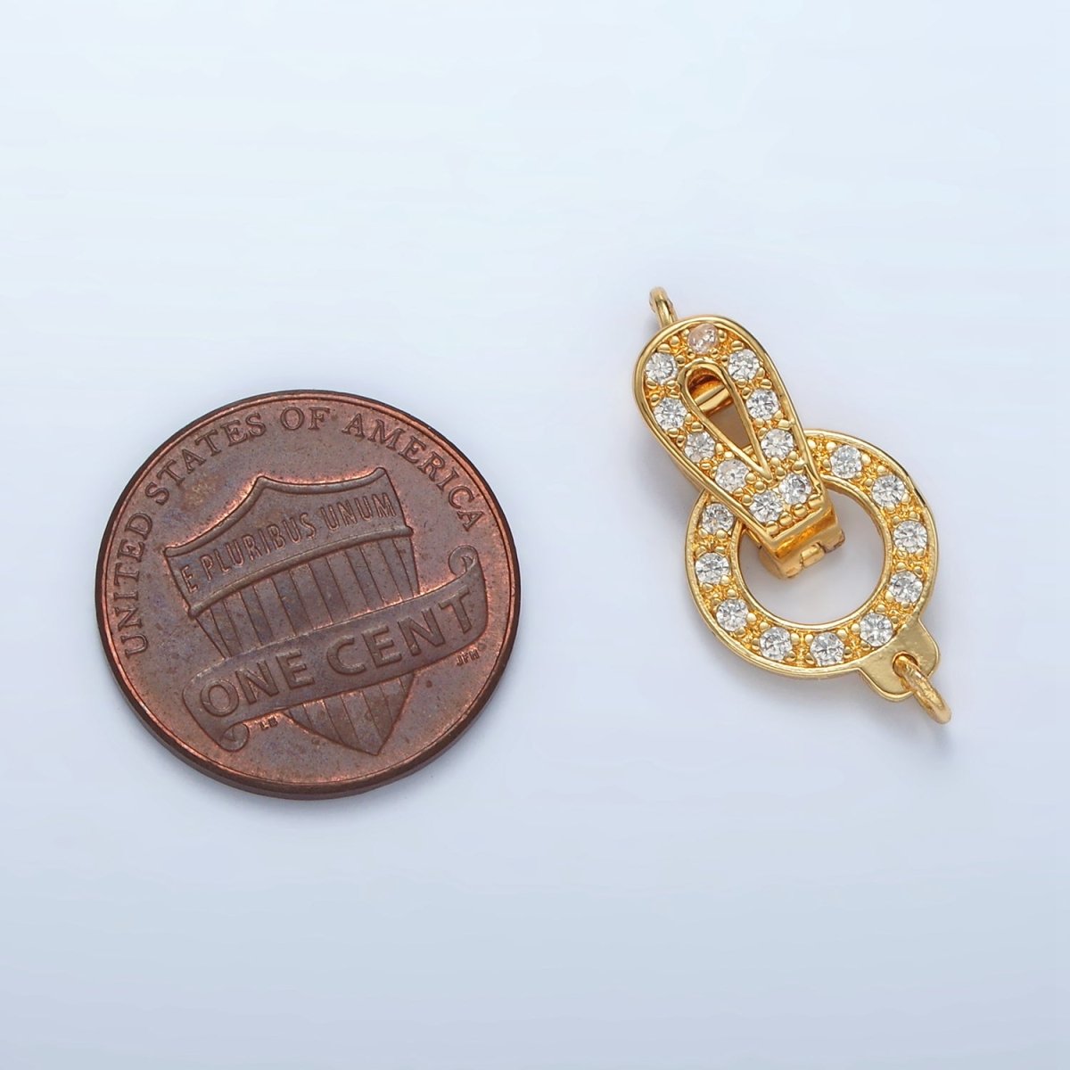 24K Gold plated Micro Paved CZ Round Curved Snap Latch Closure Findings Set | Z855 - DLUXCA