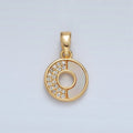 24K Gold plated Micro Paved CZ Shell Pearl Open Round Mini Charm in Gold & Silver | AA1520