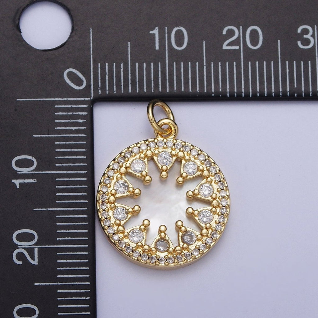 24K Gold plated Micro Paved CZ Shell Round Medallion Charm For Jewelry Making | X-706 - DLUXCA