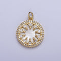 24K Gold plated Micro Paved CZ Shell Round Medallion Charm For Jewelry Making | X-706 - DLUXCA