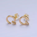 24K Gold plated Micro Paved CZ Spiral Nail Stud Earrings | Y-102 - DLUXCA