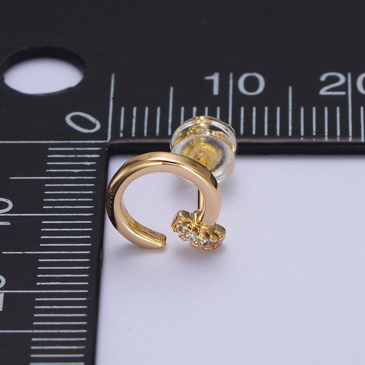 24K Gold plated Micro Paved CZ Spiral Nail Stud Earrings | Y-102 - DLUXCA