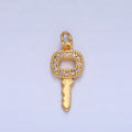 24K Gold plated Micro Paved CZ Square Key Mini Charm in Gold & Silver | W106