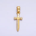 24K Gold plated Micro Paved CZ Sword Cross Pendant | AA1059 - DLUXCA