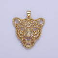 24K Gold plated Micro Paved Jungle Cats Panther Pendant For DIY Jewelry Making | X-531 - DLUXCA