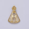24K Gold plated Micro Paved Praying Pope Slider Pendant I-570 - DLUXCA