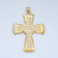 24K Gold plated Micro Paved Religious Cross Pendant | AA - 801 - DLUXCA