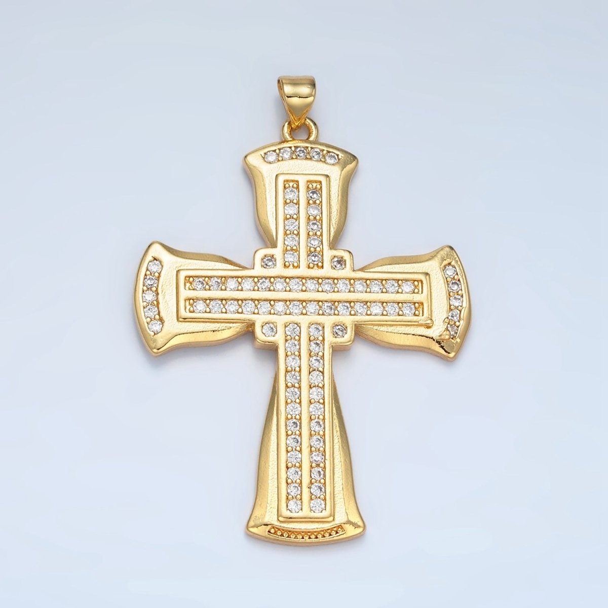 24K Gold plated Micro Paved Religious Cross Pendant | AA - 801 - DLUXCA