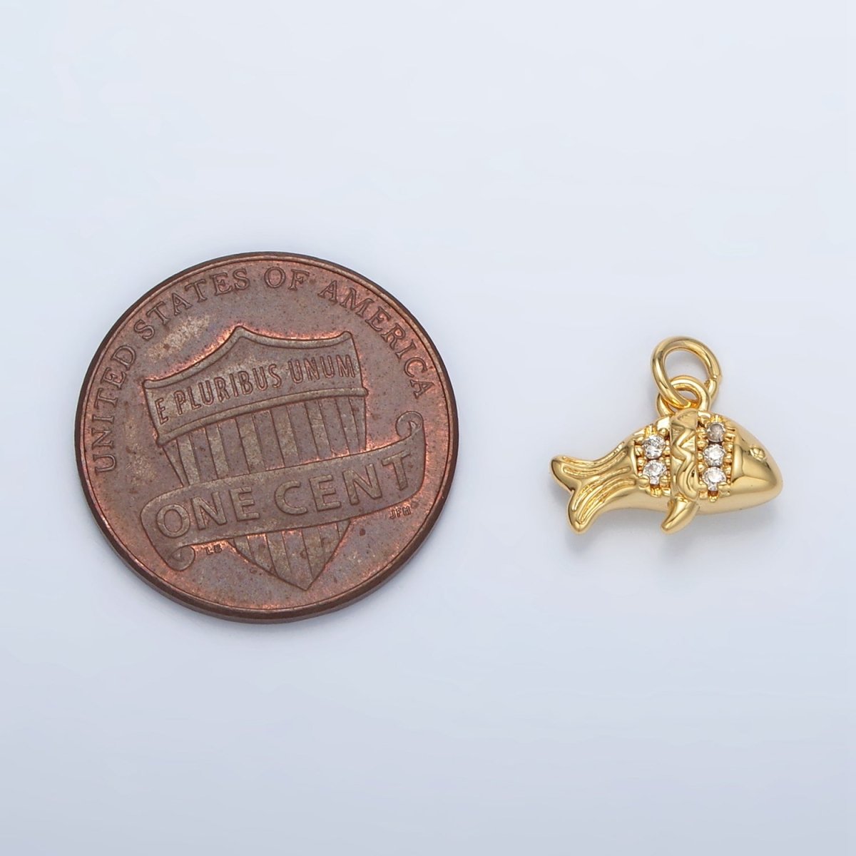 24K Gold plated Micro Paved Tiny Fish Charm | AC - 156 - DLUXCA
