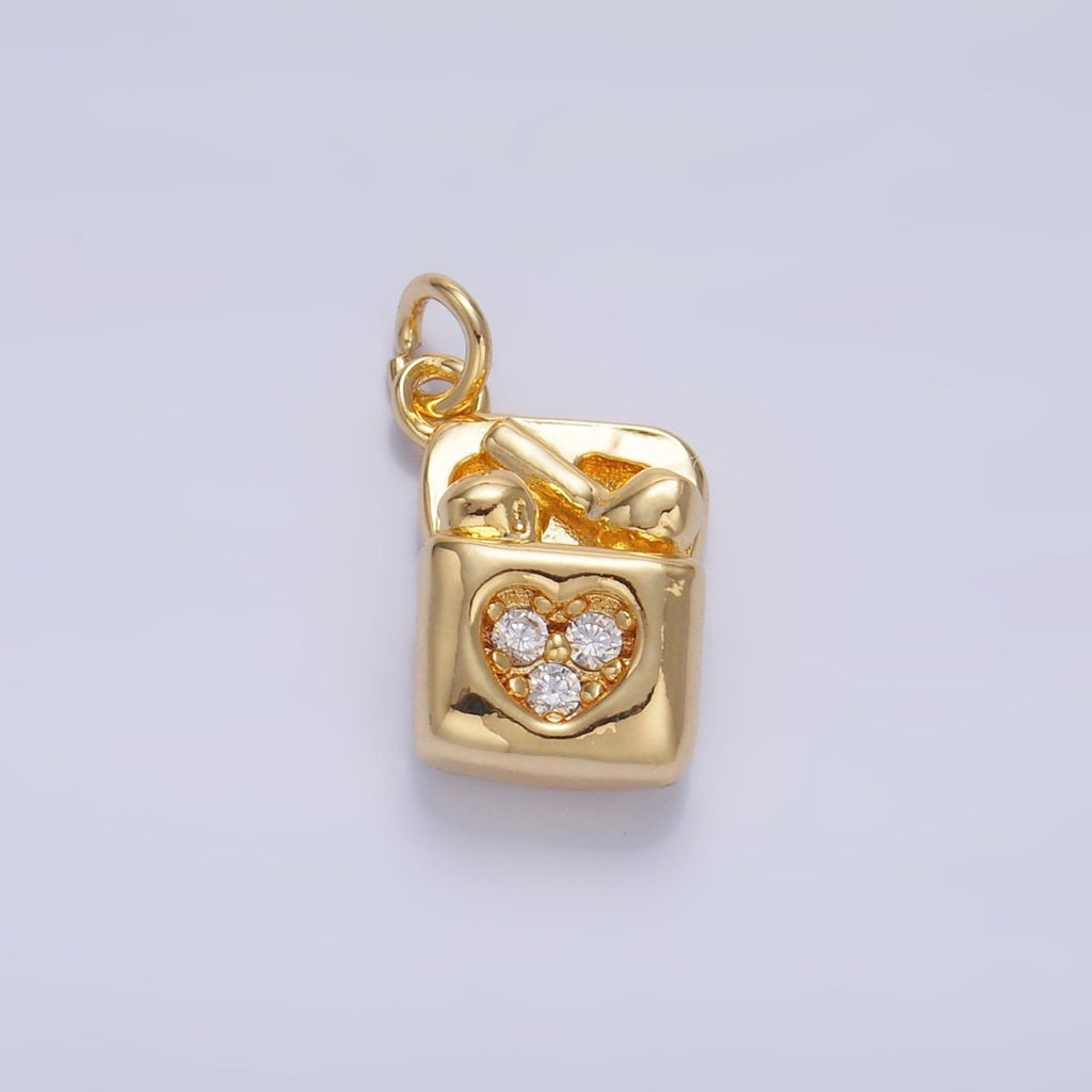 24K Gold plated Micro Paved Wireless Headphones Music Charm in Gold & Silver | W371