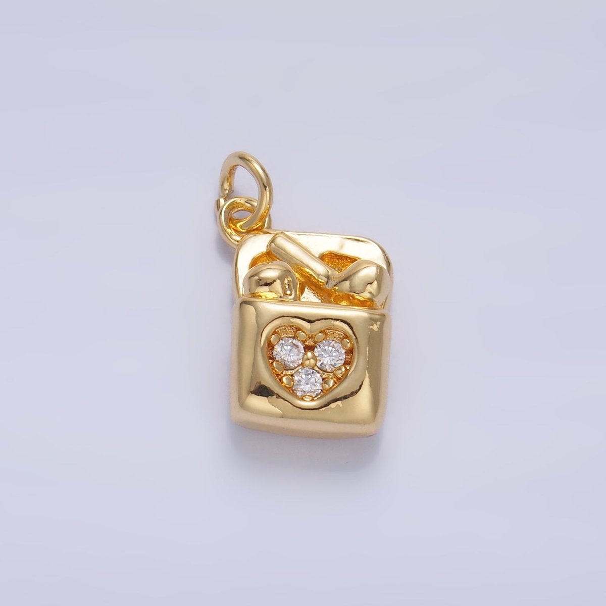 24K Gold plated Micro Paved Wireless Headphones Music Charm in Gold & Silver | W371