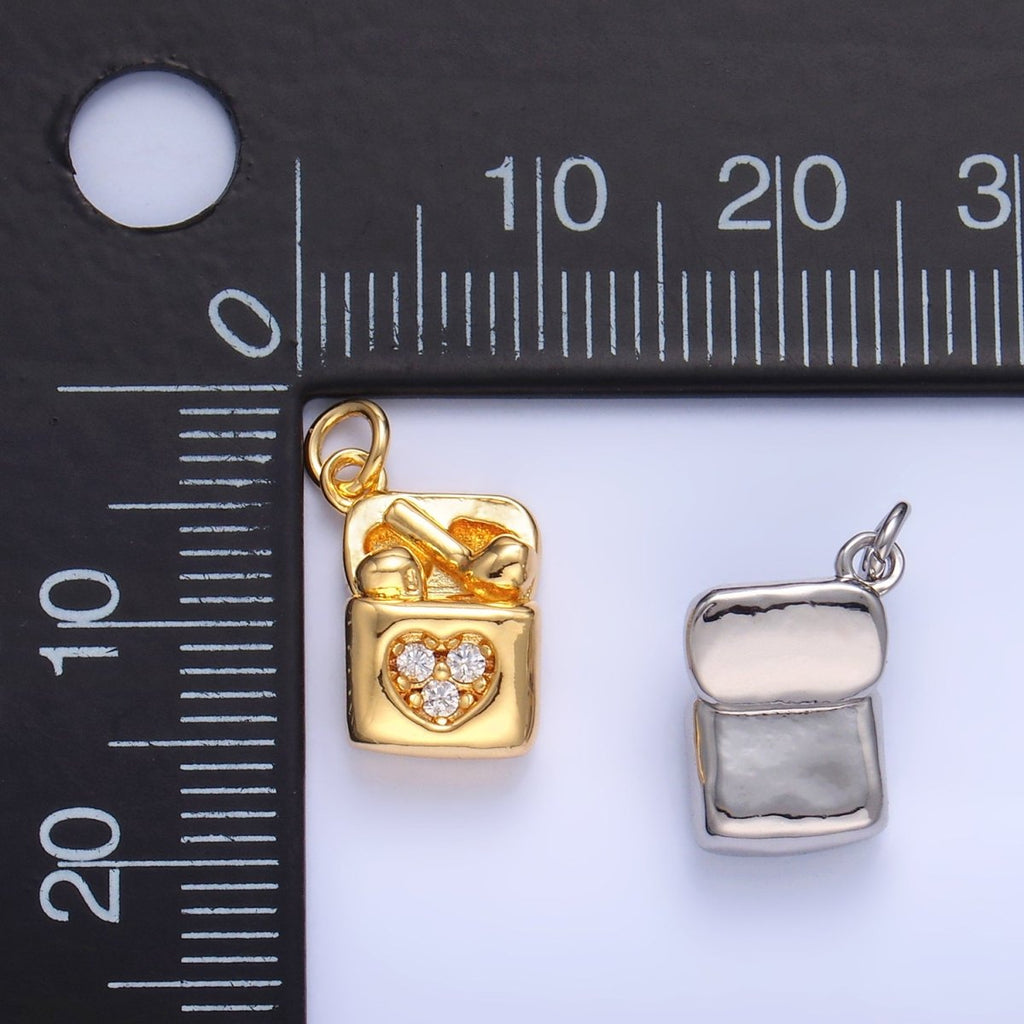 24K Gold plated Micro Paved Wireless Headphones Music Charm in Gold & Silver | W371