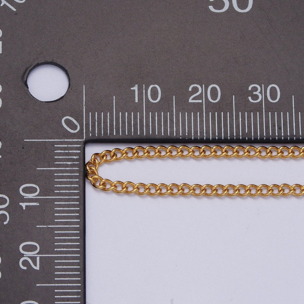 24K Gold plated Mini 2mm Curb Unfinished Chain in Gold & Silver | ROLL-943 ROLL-944 Clearance Pricing - DLUXCA