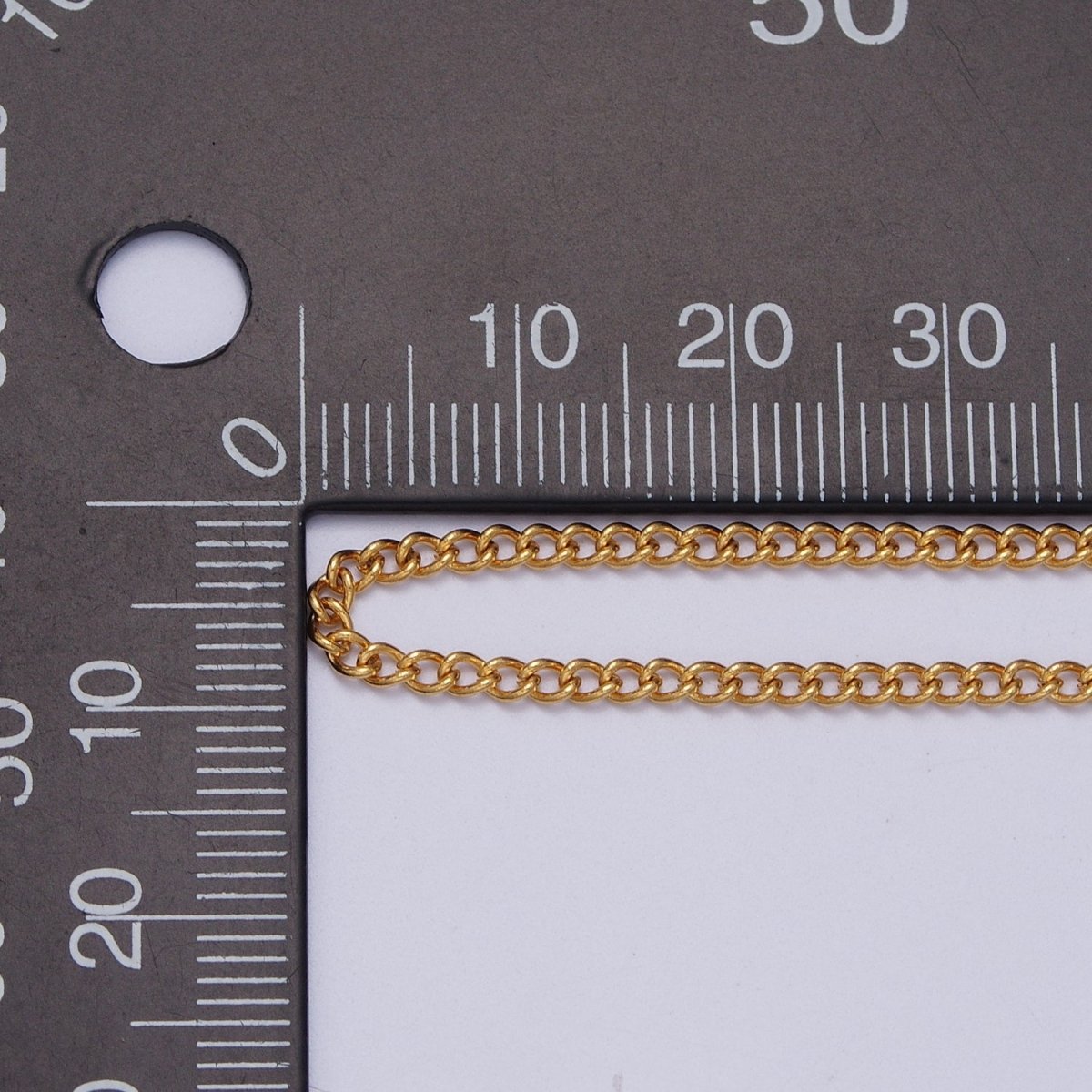 24K Gold plated Mini 2mm Curb Unfinished Chain in Gold & Silver | ROLL-943 ROLL-944 Clearance Pricing - DLUXCA