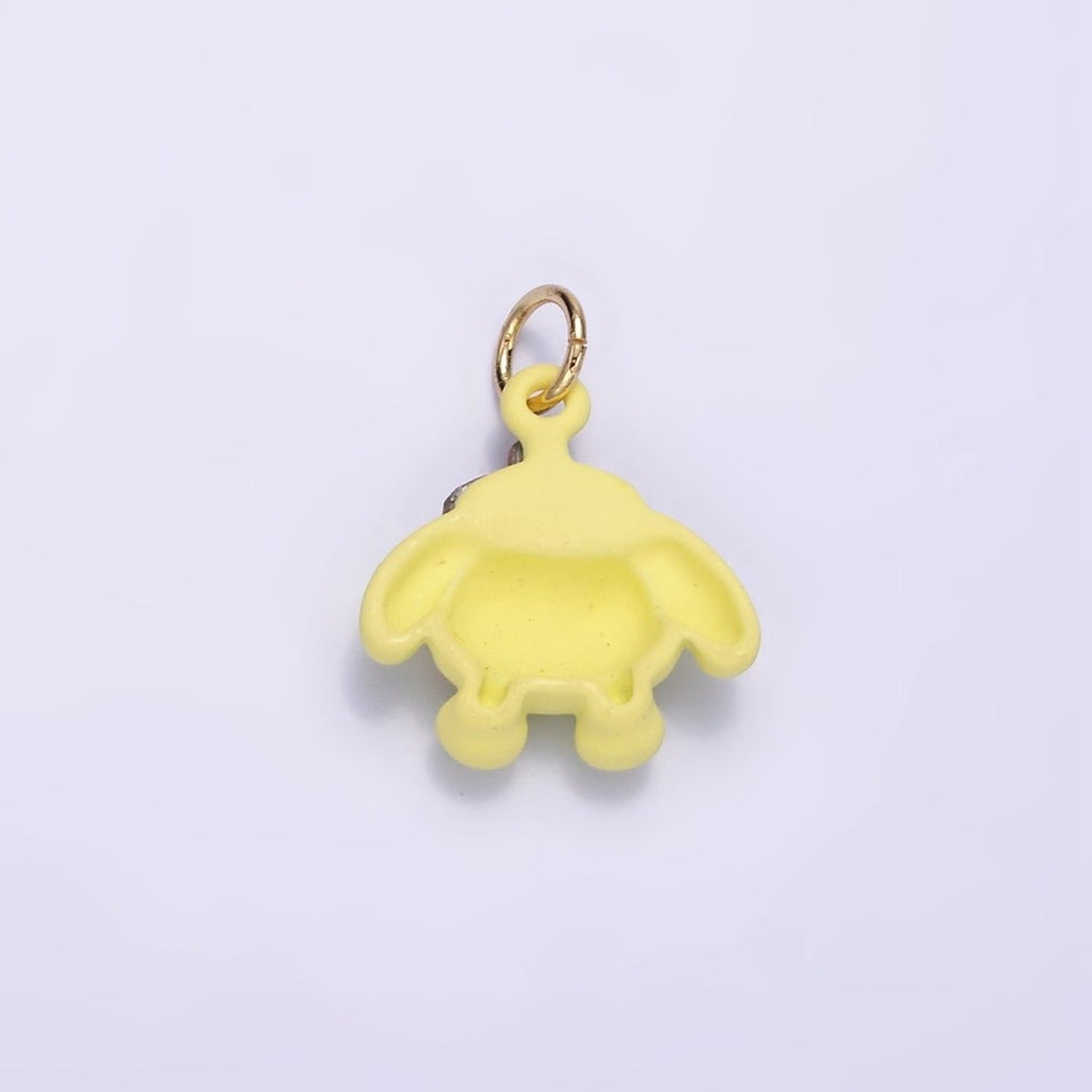 24K Gold plated Mini Bear Dog Yellow Enamel Animal Charm | D030 - DLUXCA