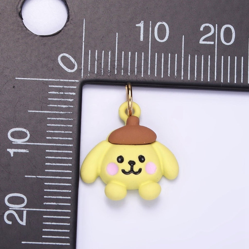 24K Gold plated Mini Bear Dog Yellow Enamel Animal Charm | D030 - DLUXCA