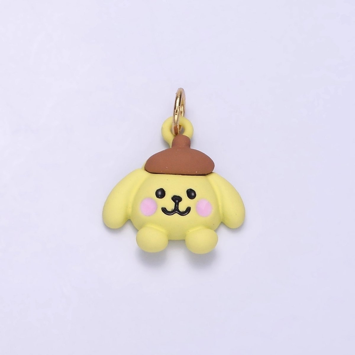 24K Gold plated Mini Bear Dog Yellow Enamel Animal Charm | D030 - DLUXCA
