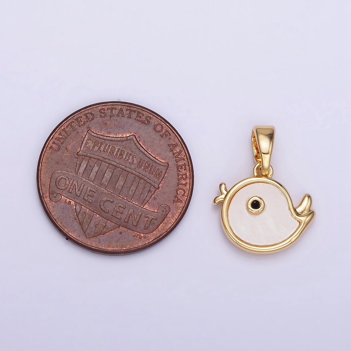 24K Gold plated Mini Bird Shell Pearl Pendant | AA1327 - DLUXCA