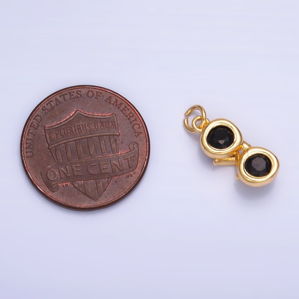 24K Gold plated Mini Black CZ Sunglasses 3D Multidimensional Charm in Gold & Silver | W366