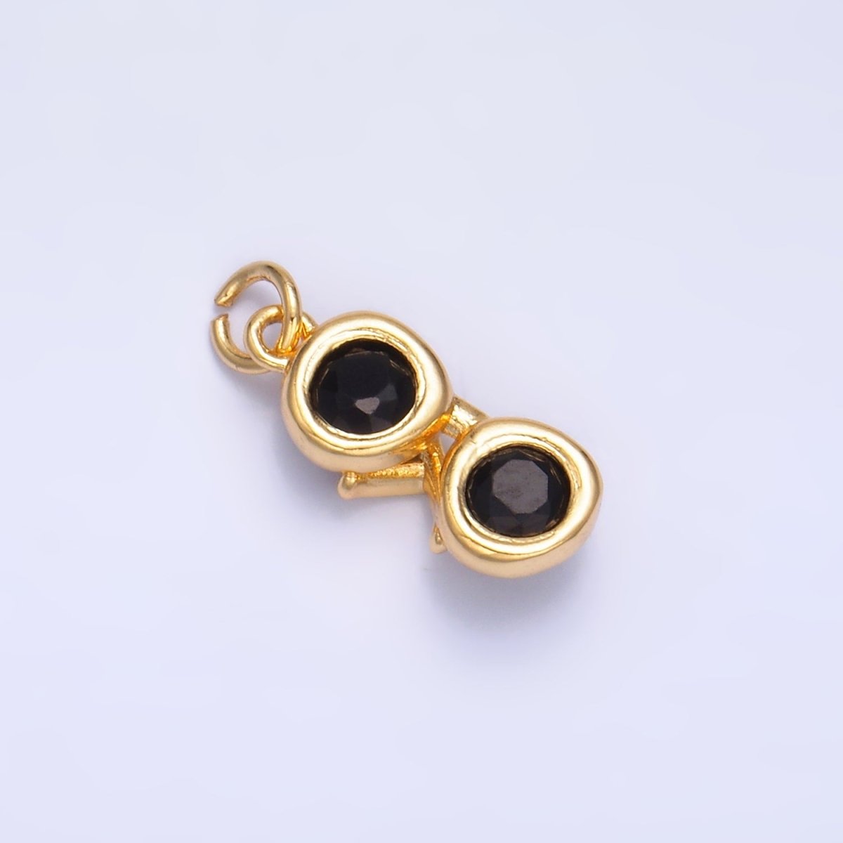 24K Gold plated Mini Black CZ Sunglasses 3D Multidimensional Charm in Gold & Silver | W366