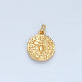 24K Gold plated Mini Bumble Queen Bee Insect Round Charm in Gold & Silver | E397