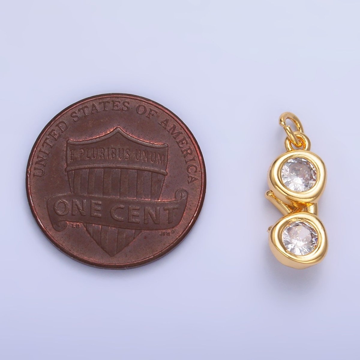 24K Gold plated Mini Clear CZ Glasses 3D Multidimensional Charm in Gold & Silver | W376