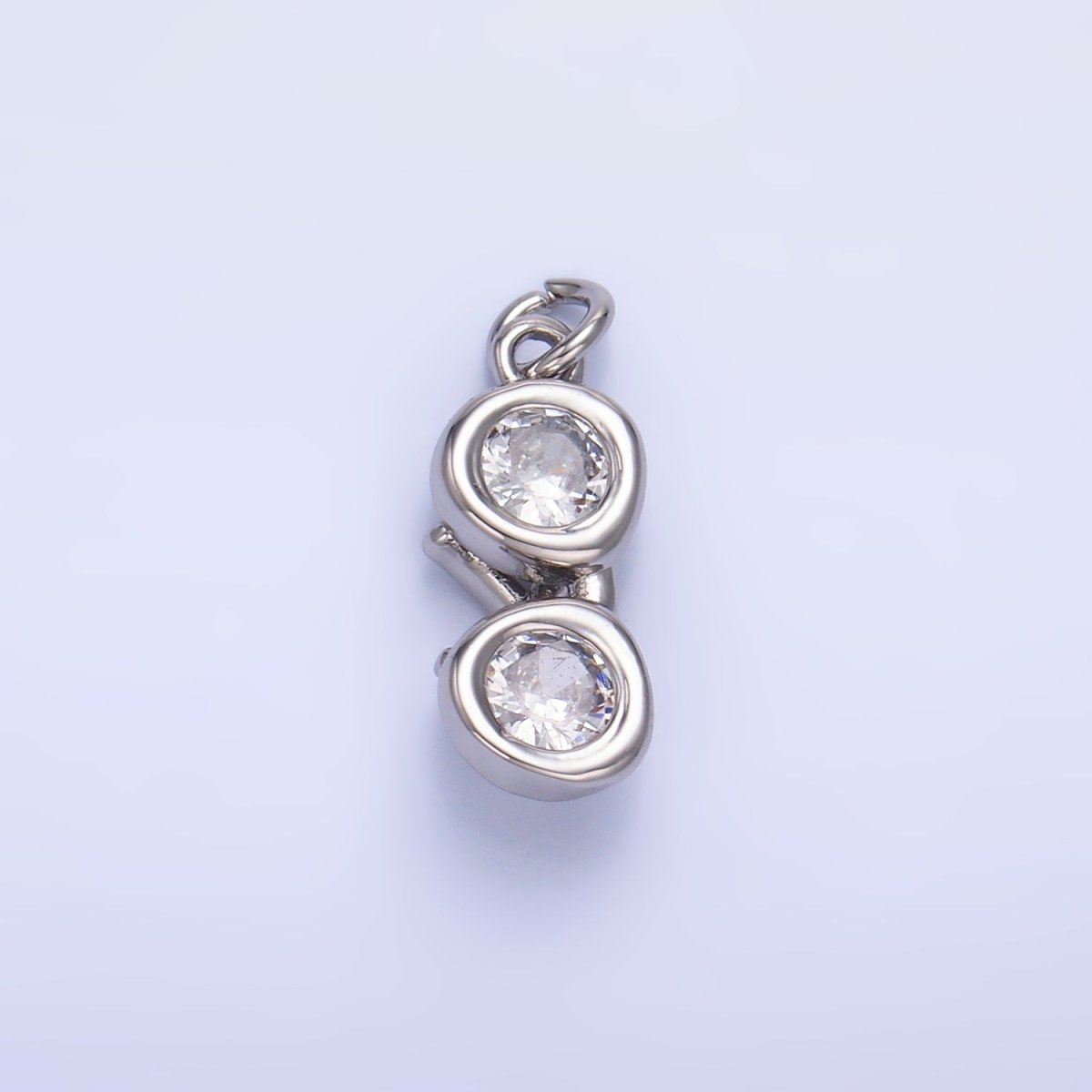 24K Gold plated Mini Clear CZ Glasses 3D Multidimensional Charm in Gold & Silver | W376