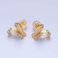 24K Gold plated Mini Clear CZ Heart Stud Earrings | Z1067 - DLUXCA