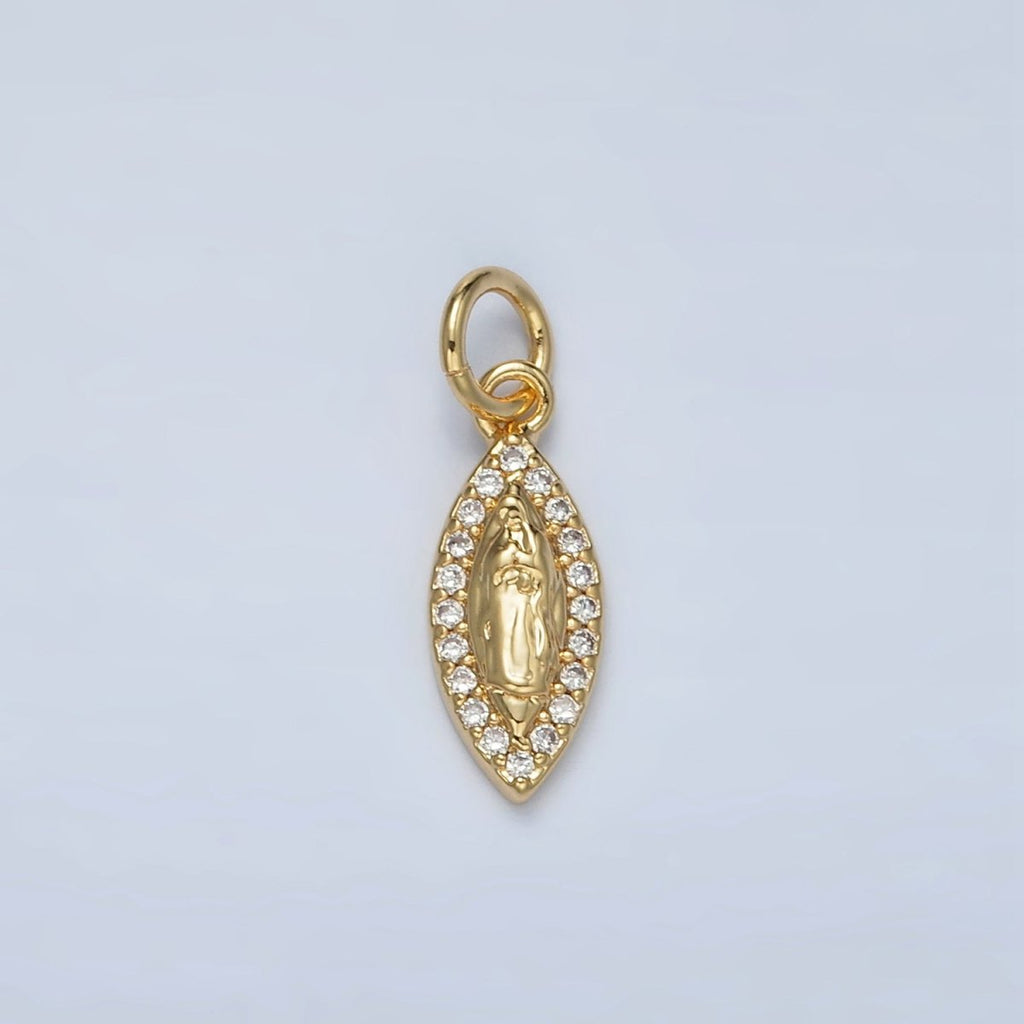 24K Gold plated Mini Hammered Sphere Micro Paved CZ Charm | M828 - DLUXCA