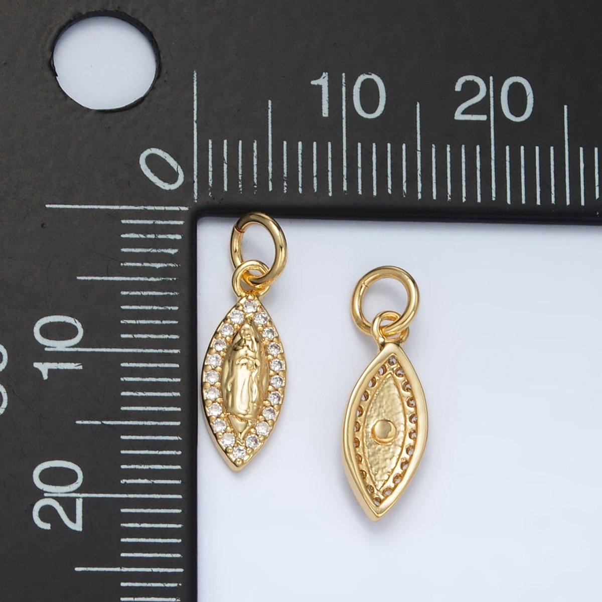 24K Gold plated Mini Hammered Sphere Micro Paved CZ Charm | M828 - DLUXCA