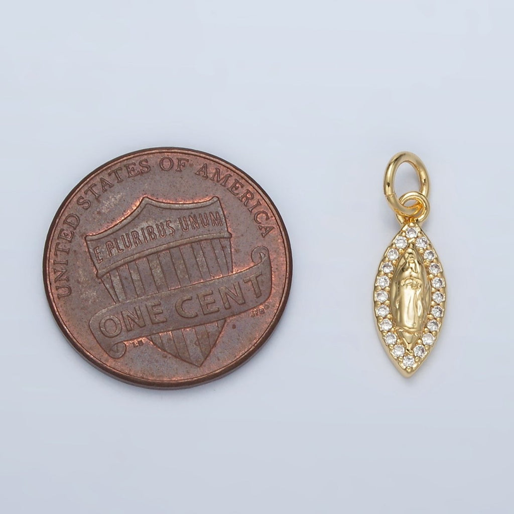 24K Gold plated Mini Hammered Sphere Micro Paved CZ Charm | M828 - DLUXCA